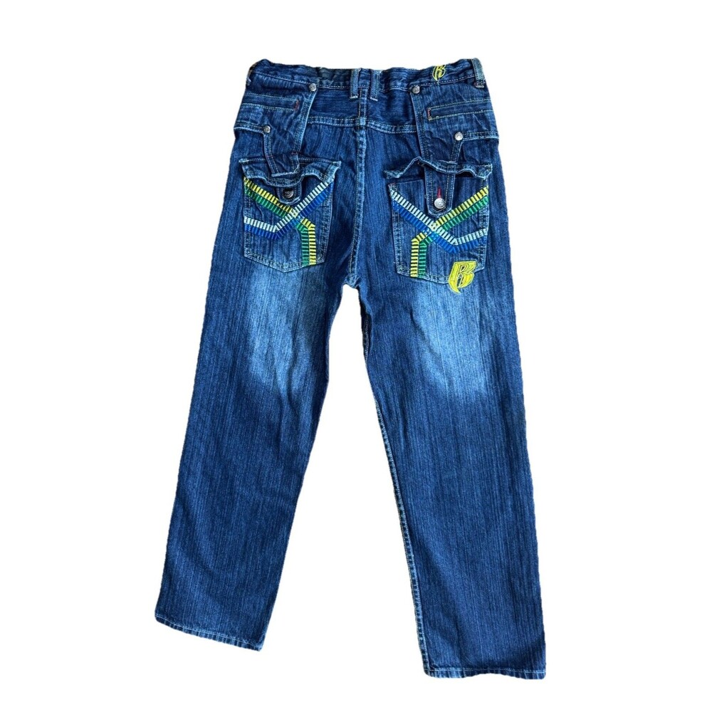 VTG Y2K Ruff Ryders Embroidered Jeans Size 14 Hip Hop DMX Skater Color Stitch